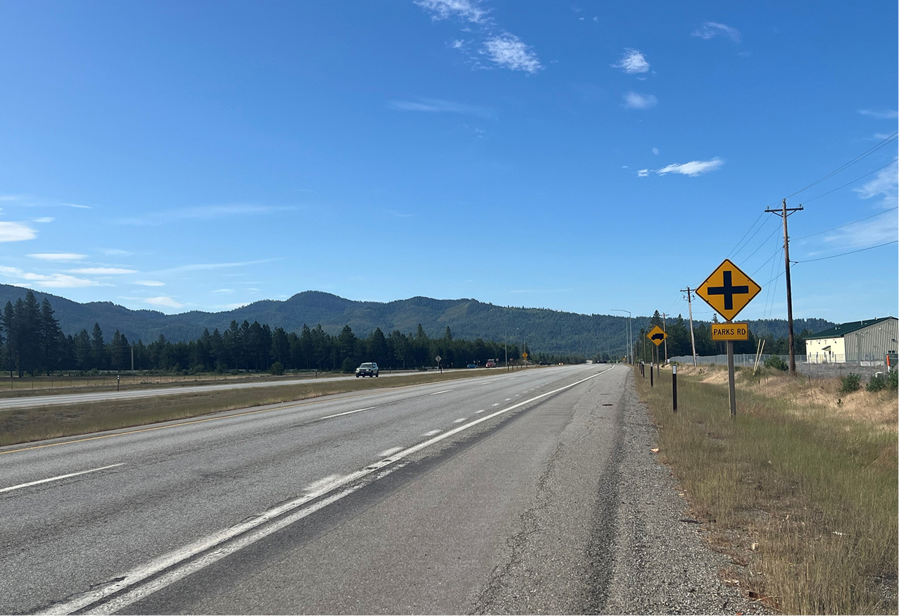 View from side of roadway